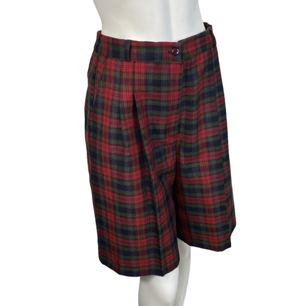 Vintage High Waist Tartan Plaid Mom Shorts Womens 8 Flannel Grunge Academia Punk